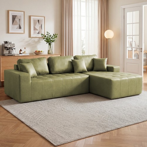 108 couch leather sectional l - couch,