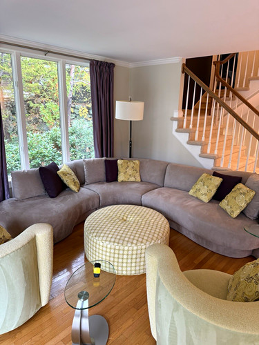 Beige curved sectional sofa - beige,